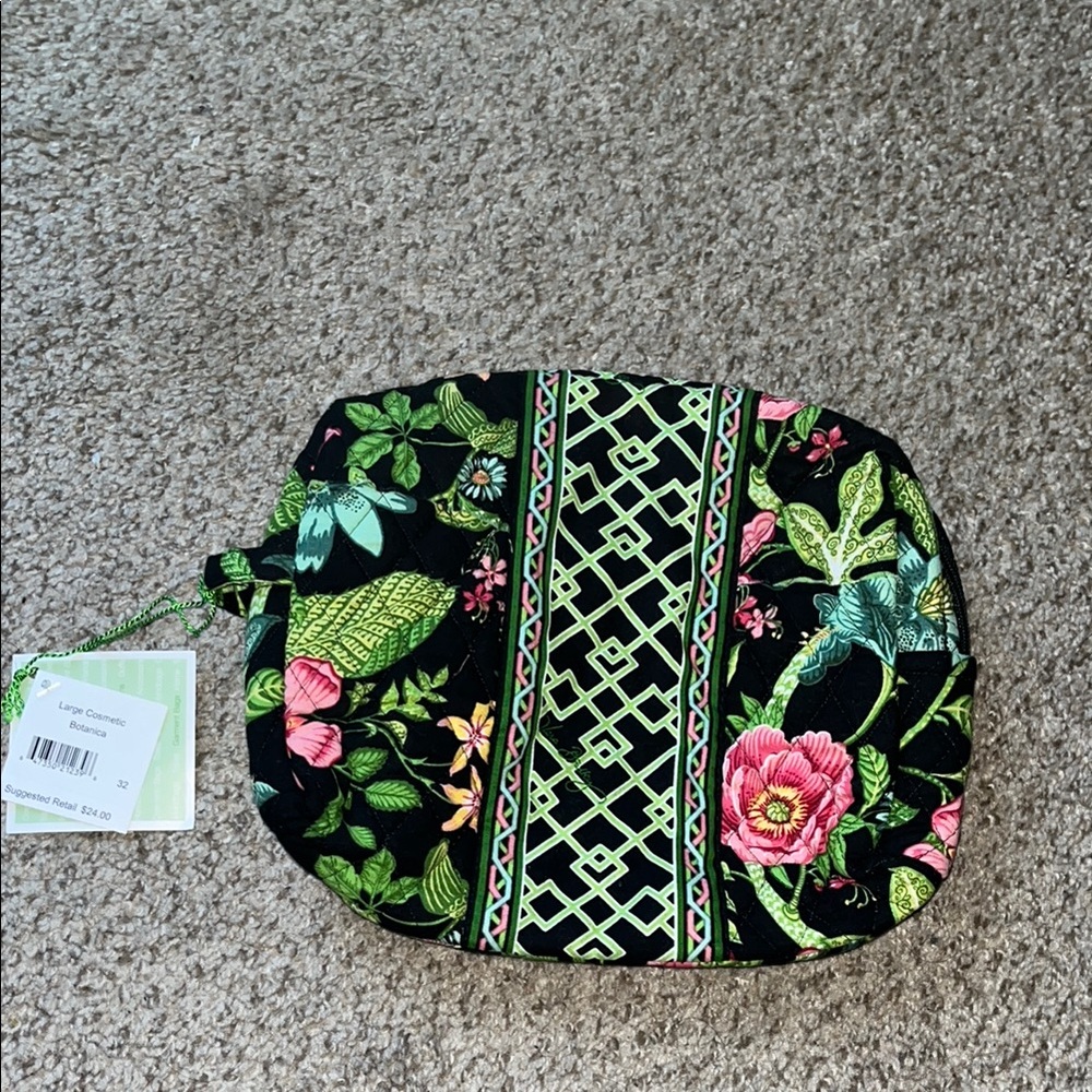 Vera Bradley Floral Cosmetic Bag - Black, Pink, Green